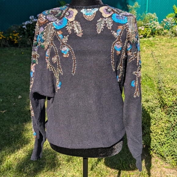 Vintage - black beaded sweater - Picture 1 of 8